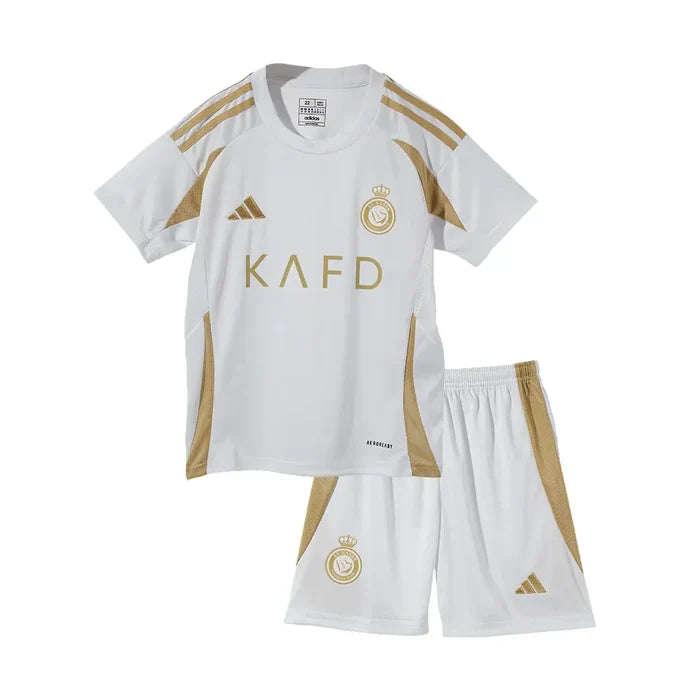 Kit Infantil Al-Nassr III 24/25 – Branco e Dourado