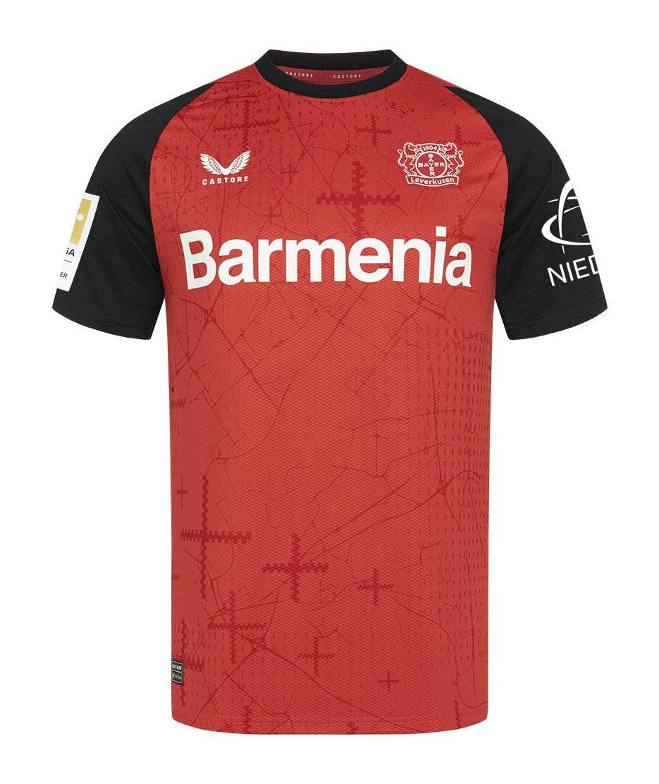 Camisa Bayer Leverkusen - I 24/25 Torcedor Masculino - Vermelho e Preto