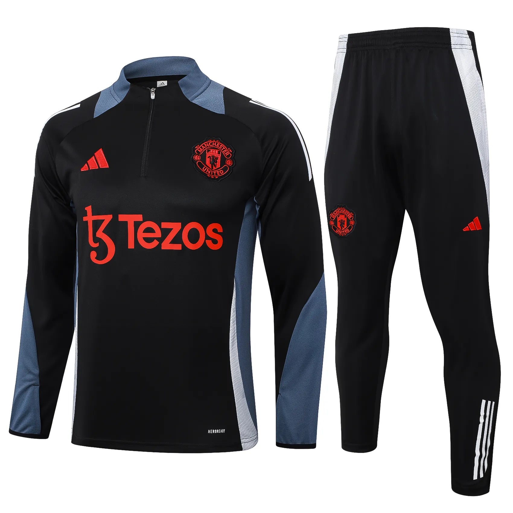 Conjunto Agasalho Treino Manchester United 24/25 - Preto e Cinza