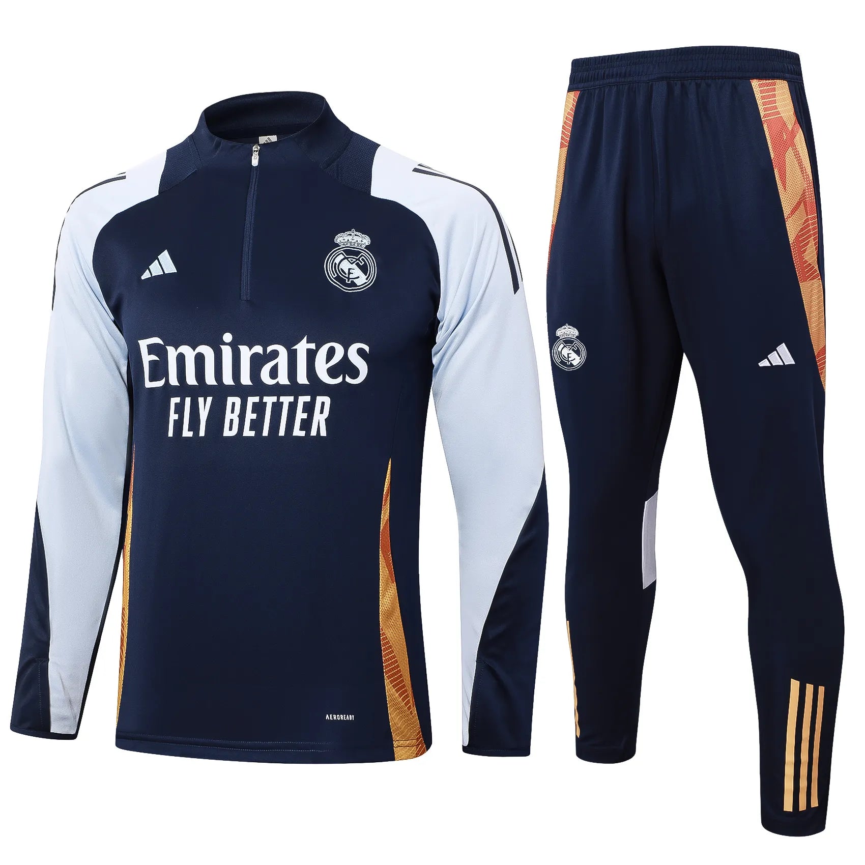 Conjunto Agasalho Treino Real Madrid 24/25 - Azul e Branco