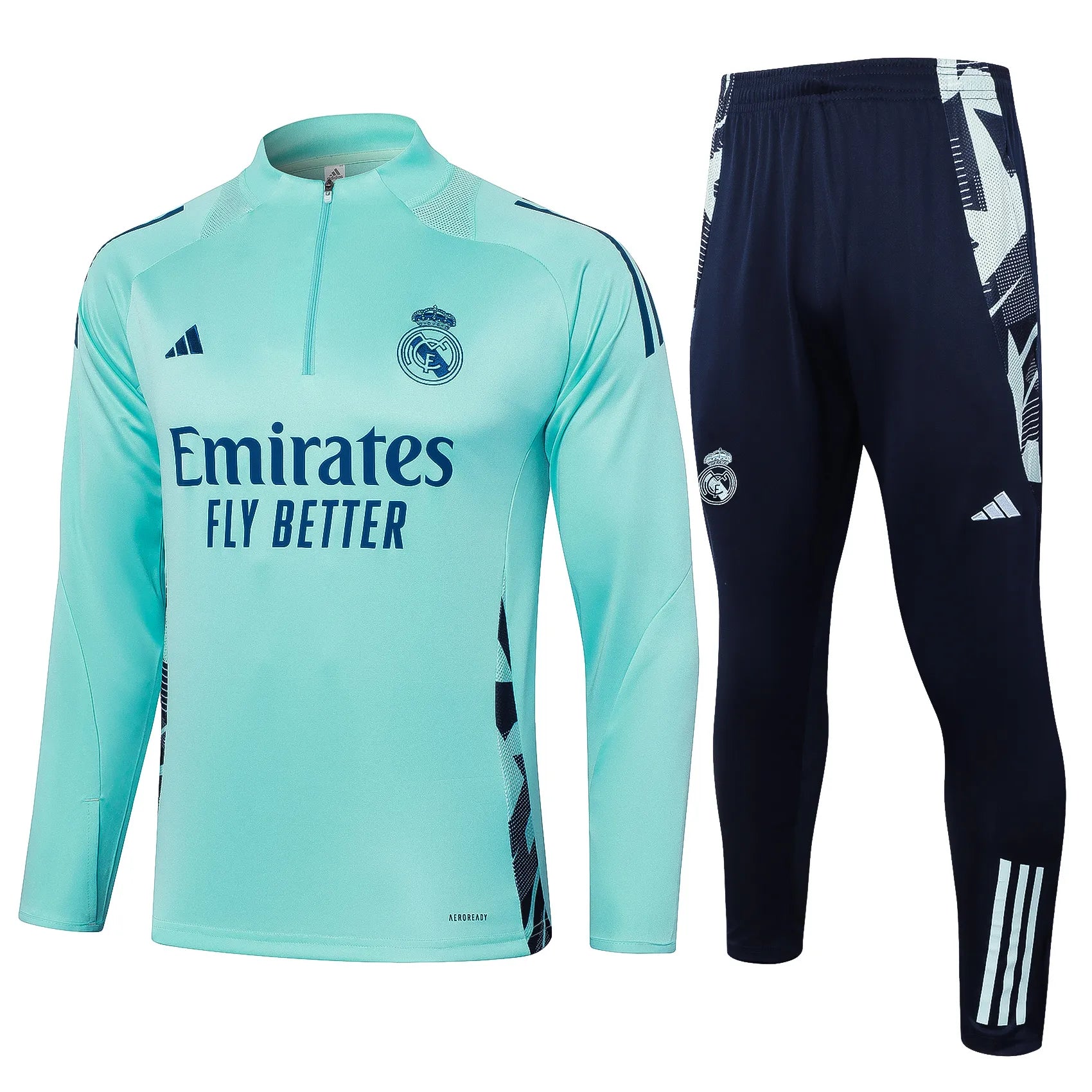 Conjunto Agasalho Treino Real Madrid 24/25 - Azul Turquesa