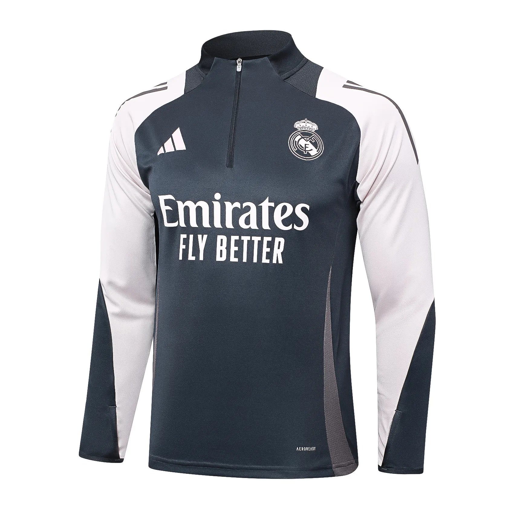 Conjunto Agasalho Treino Real Madrid 24/25 - Cinza e Branco