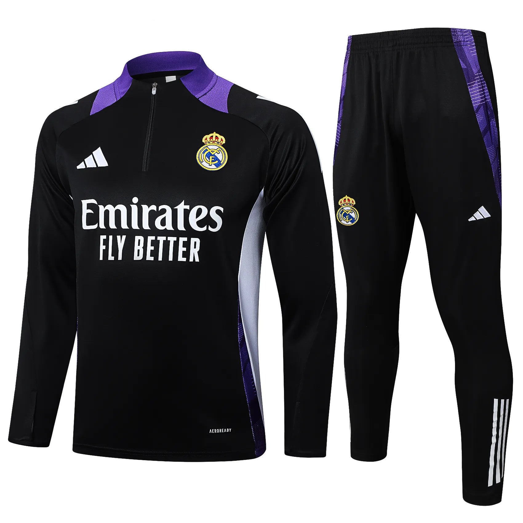 Conjunto Agasalho Treino Real Madrid 24/25 - Preto e Roxo