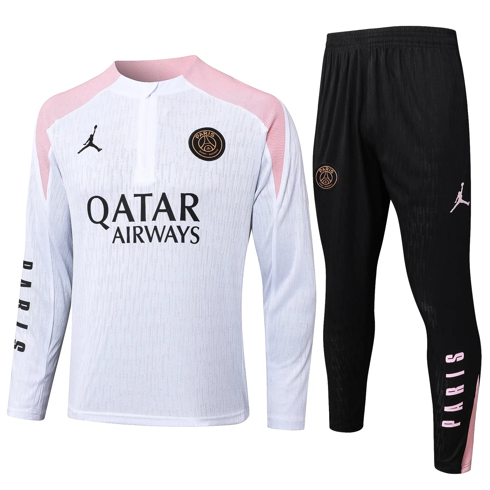 Conjunto Agasalho Treino PSG 24/25 - Branco e Rosa