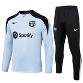 Conjunto Agasalho Treino Barcelona 24/25 - Branco e Preto