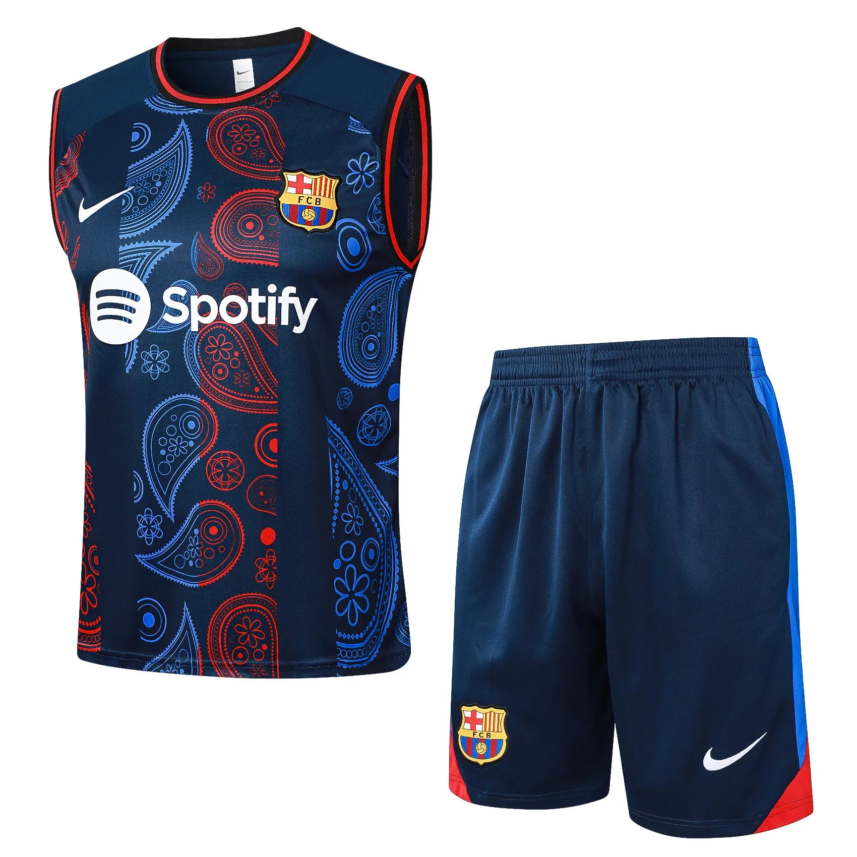 Conjunto Barcelona Treino Regata 24/25 - Vermelho e Azul