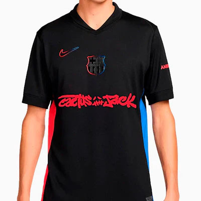Camisa Barcelona Away x Travis Scott 24/25 - Torcedor Masculino - Preta