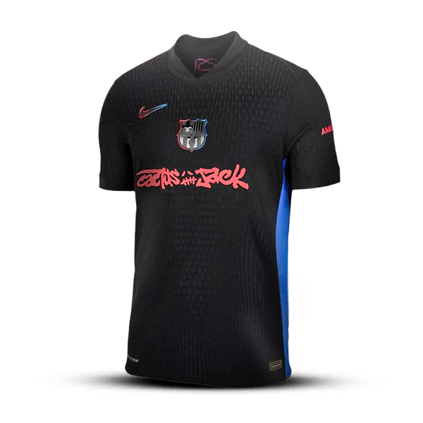Camisa Barcelona Away x Travis Scott 24/25 - Torcedor Masculino - Preta
