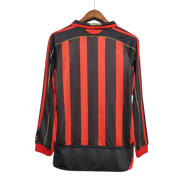 Camisa Milan I 2006/2007 Manga Longa - Retrô - Preto e Vermelho