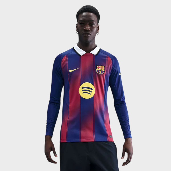Camisa Barcelona I Manga Longa 25/26 - Torcedor Nike - Azul e Grená