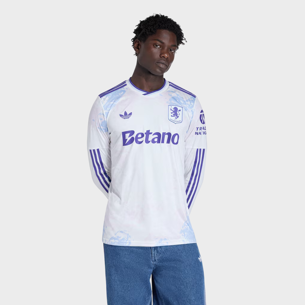 Camisa Aston Villa III Manga Longa 25/26 Adidas Torcedor Masculina - Branca