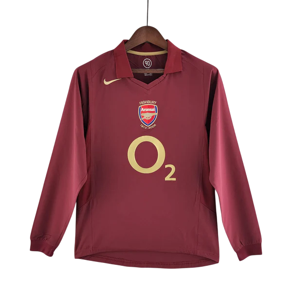 Camisa Arsenal I 2005/2006 Manga Longa - Retrô - Vinho
