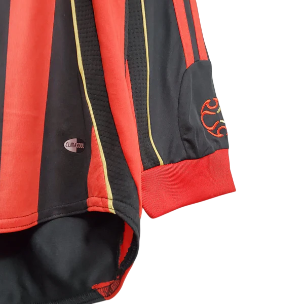 Camisa Milan I 2006/2007 Manga Longa - Retrô - Preto e Vermelho