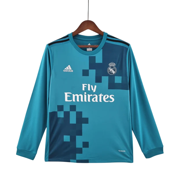 Camisa Real Madrid III 2017/2018 Manga Longa - Retrô - Azul