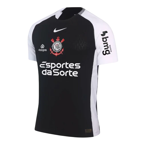 Camisa Corinthians II 25/26 - Jogador - Preta + Patrocínios