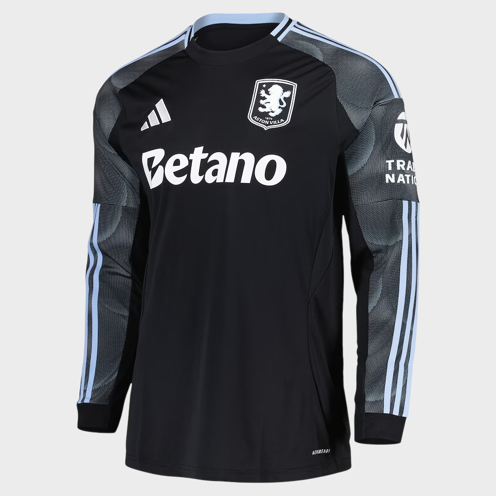 Camisa Aston Villa II Manga Longa 25/26 Adidas Torcedor Masculina - Preta