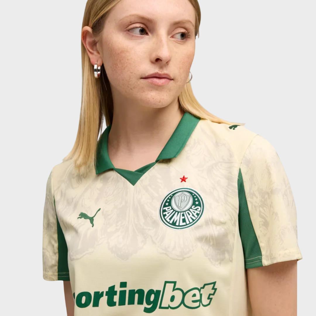 Camisa Palmeiras KIDSUPER Feminina 25/26 - Torcedor Puma - Bege
