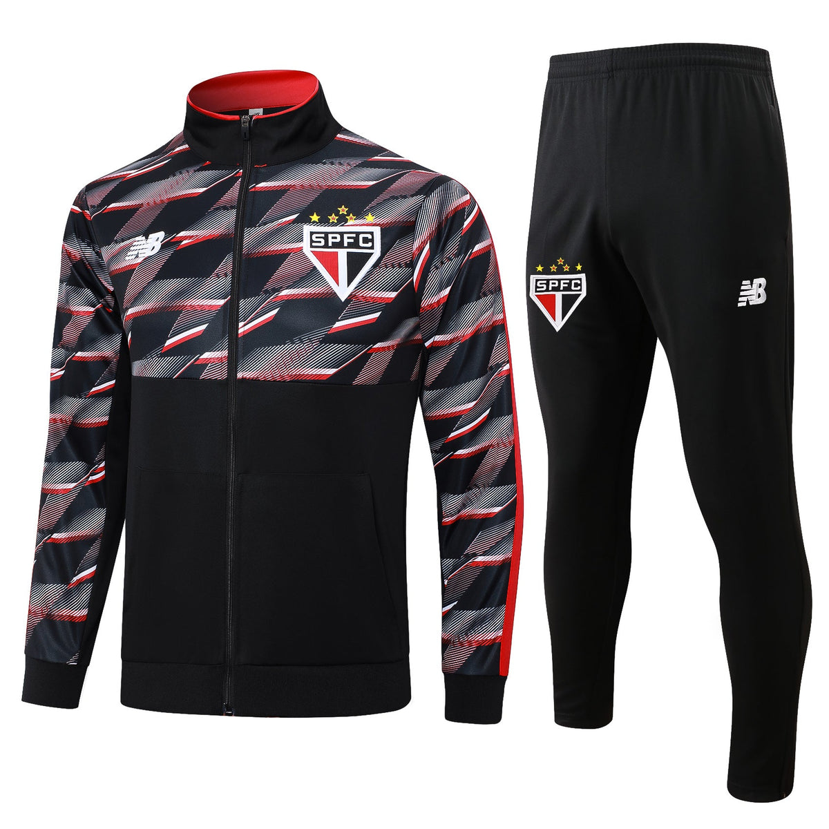 Conjunto Agasalho Treino São Paulo 24/25 - Preto e Vermelho