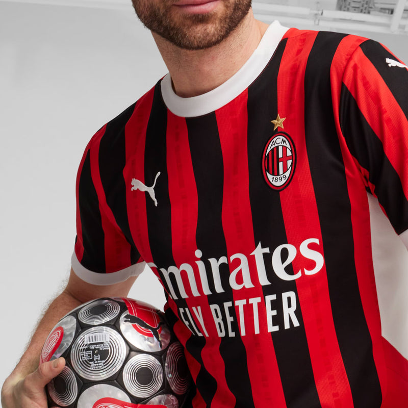 Camisa Milan Home 24/25 - Torcedor Puma Masculino - Vermelho e Preto