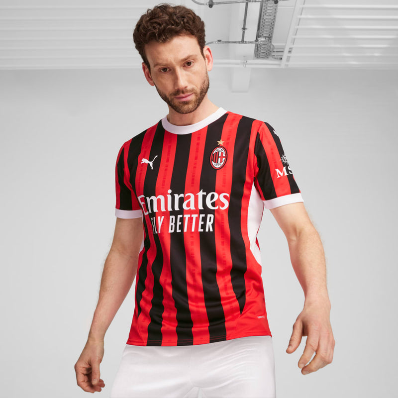 Camisa Milan Home 24/25 - Torcedor Puma Masculino - Vermelho e Preto